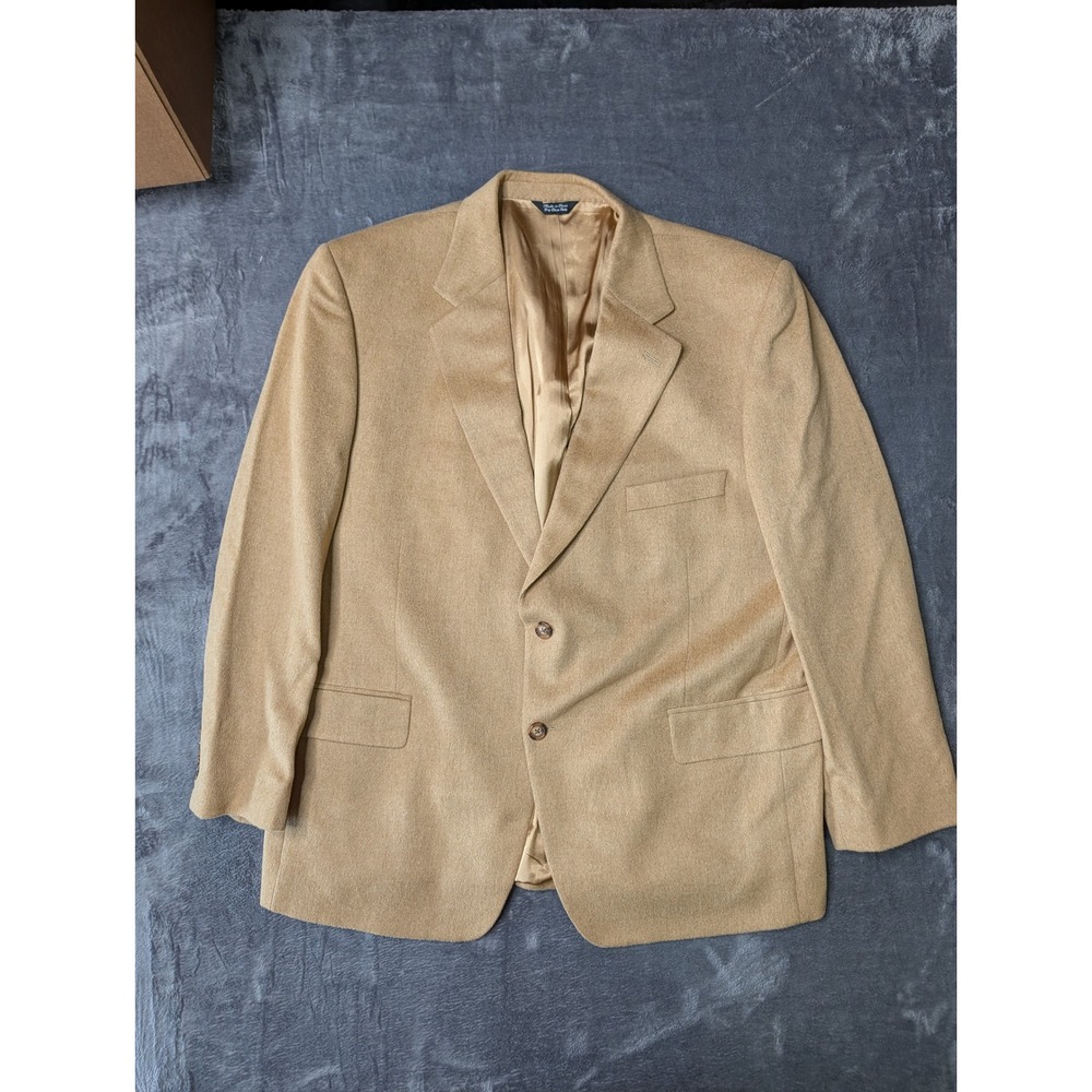 Haspel Mens Tan 100% Camel Hair 2-Button Blazer Sport Coat Jacket Notch Lapel